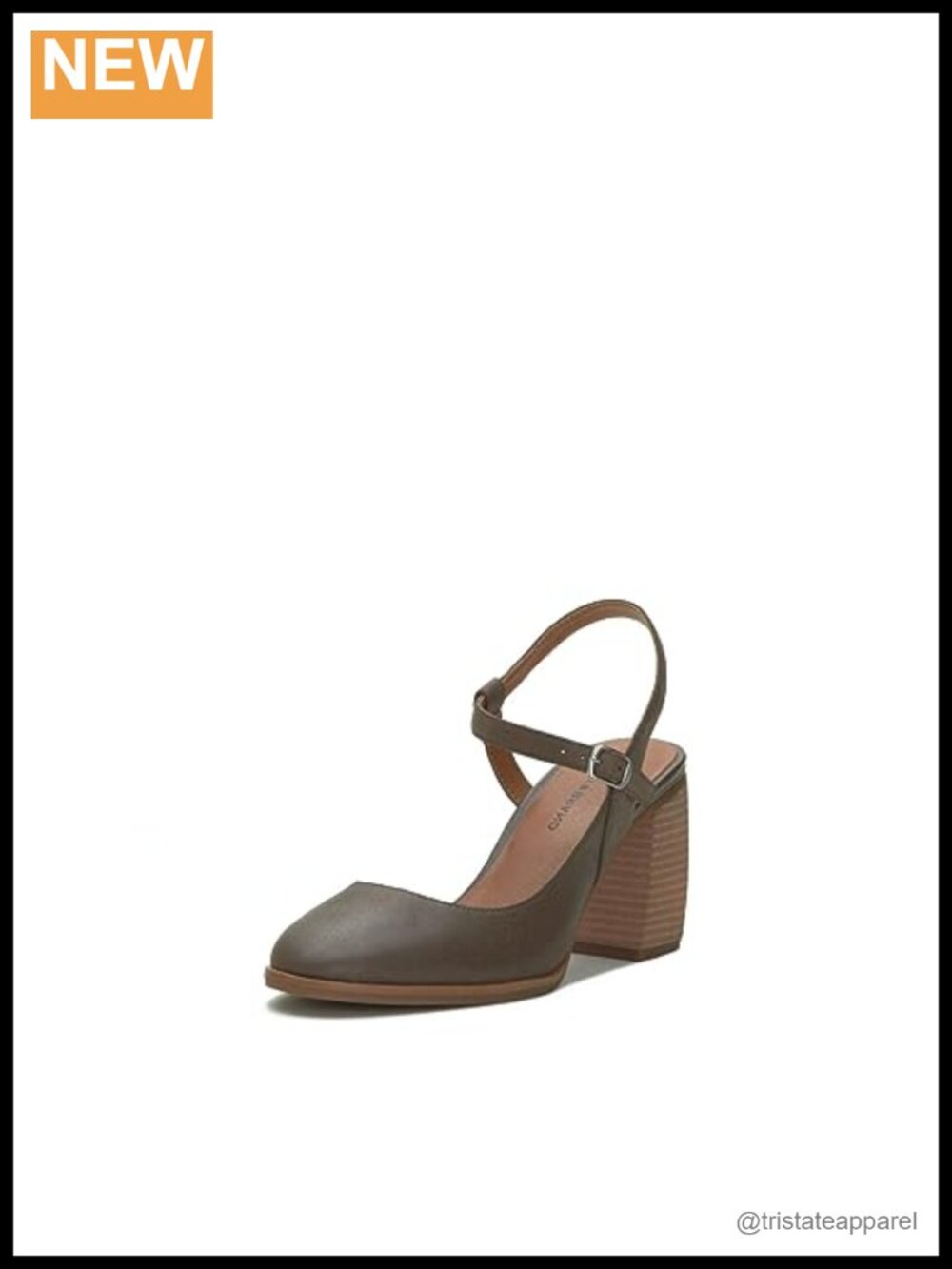 Block Heel Pump Leather Buckle Almond Toe Formal Dress Shoe